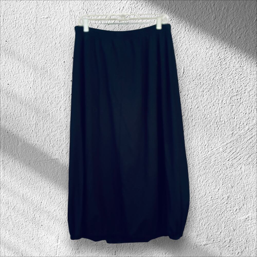 Brynn Walker Black Bubble Skirt Long Line Elastic Waist L Lagenlook Minimalist